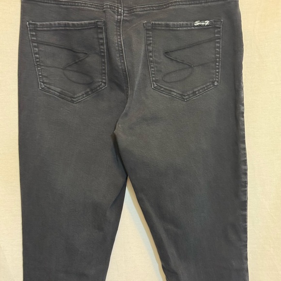 B-249 Seven7 Midnight Black Mid Rise Skinny Cropped Denim‎ Jeans Size 12 - Picture 10 of 16